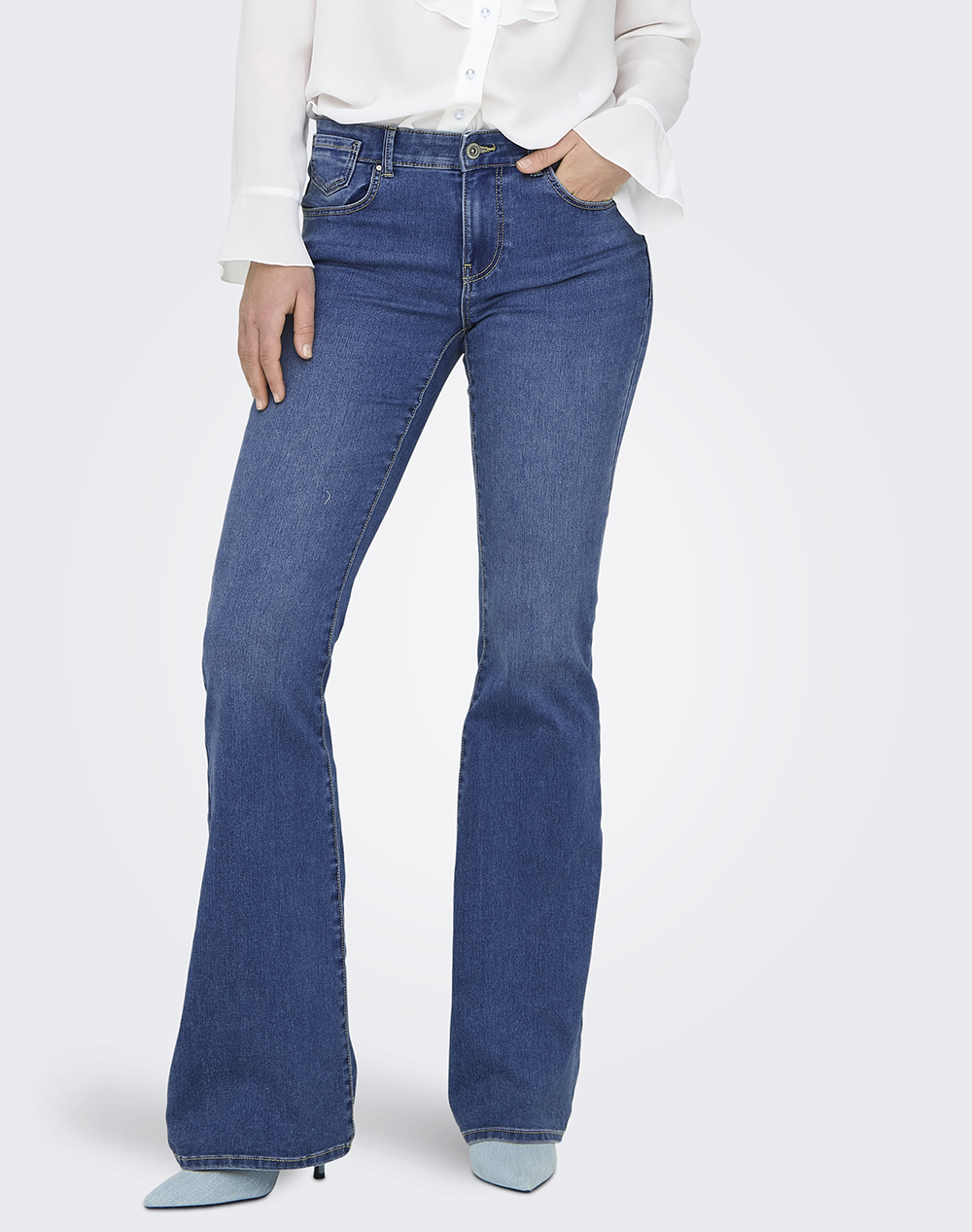 ONLY ONLY ONLREESE REG RETRO FLARED DNM BOX 15309845-Light Medium Blue Denim DenimLightBlue