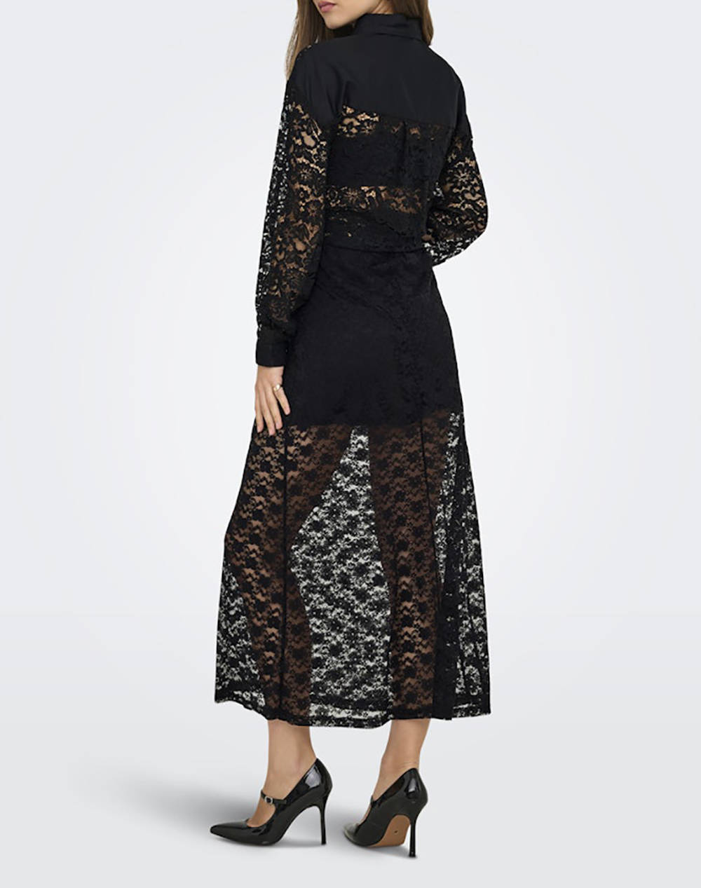 ONLY ONLCHIGO CALI LIFE LACE ANKLE SKIRT WVN 15357638-BLACK Black φωτογραφία