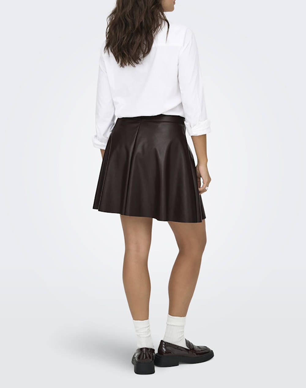 ONLY ONLY ONLUNA FAUX LEATHER FLARED SKIRT OTW 15356642-Black Coffee DarkBrown - 2