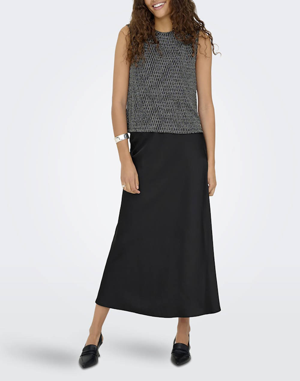 ONLY ONLMIKA VIS SATIN LONG SKIRT WVN 15361200-BLACK Black φωτογραφία