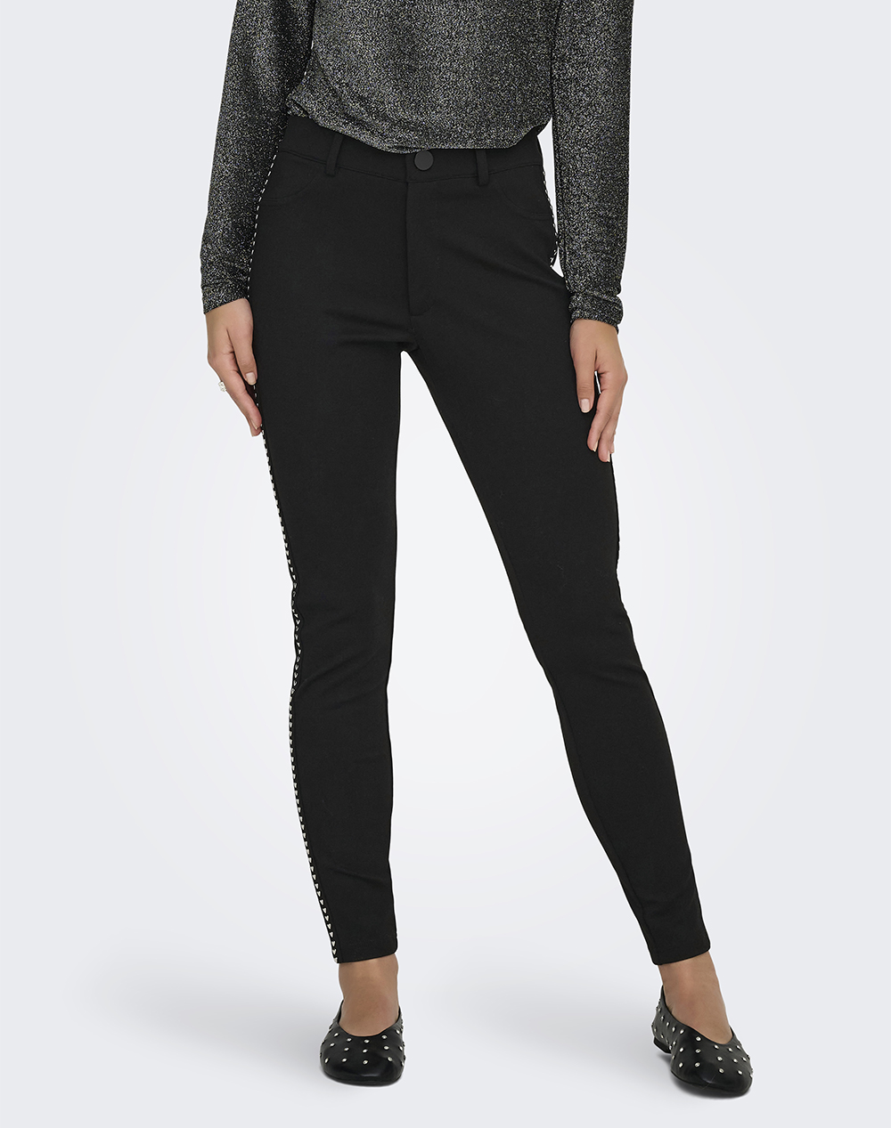 ONLY ONLY ONLMARCELLA HW HEART PANEL LEGGING PNT 15357744-BlackSilver Studs Black