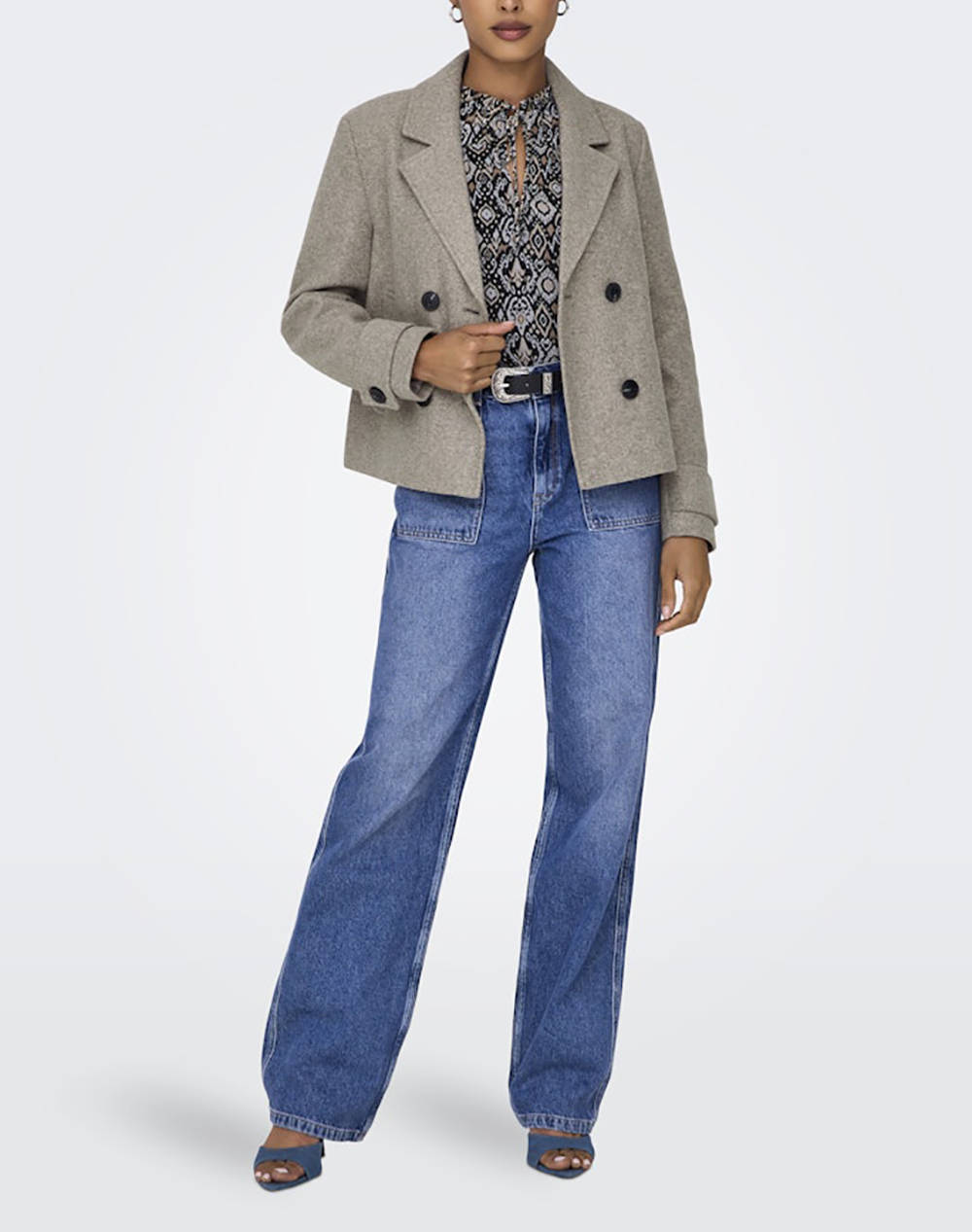 ONLY ONLFREJA LIFE SHORT DB JACKET OTW NOOS 15320983-Mocha MeringueMelange SandyBrown φωτογραφία