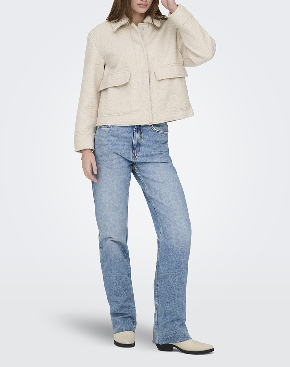 Only Onlsanne Boucle Short Jacket Bf Otw 15358870-Moonbeam Cream Γυναικεία ρούχα Πανωφορια μπουφάν Politikos Shop Πολιτικός