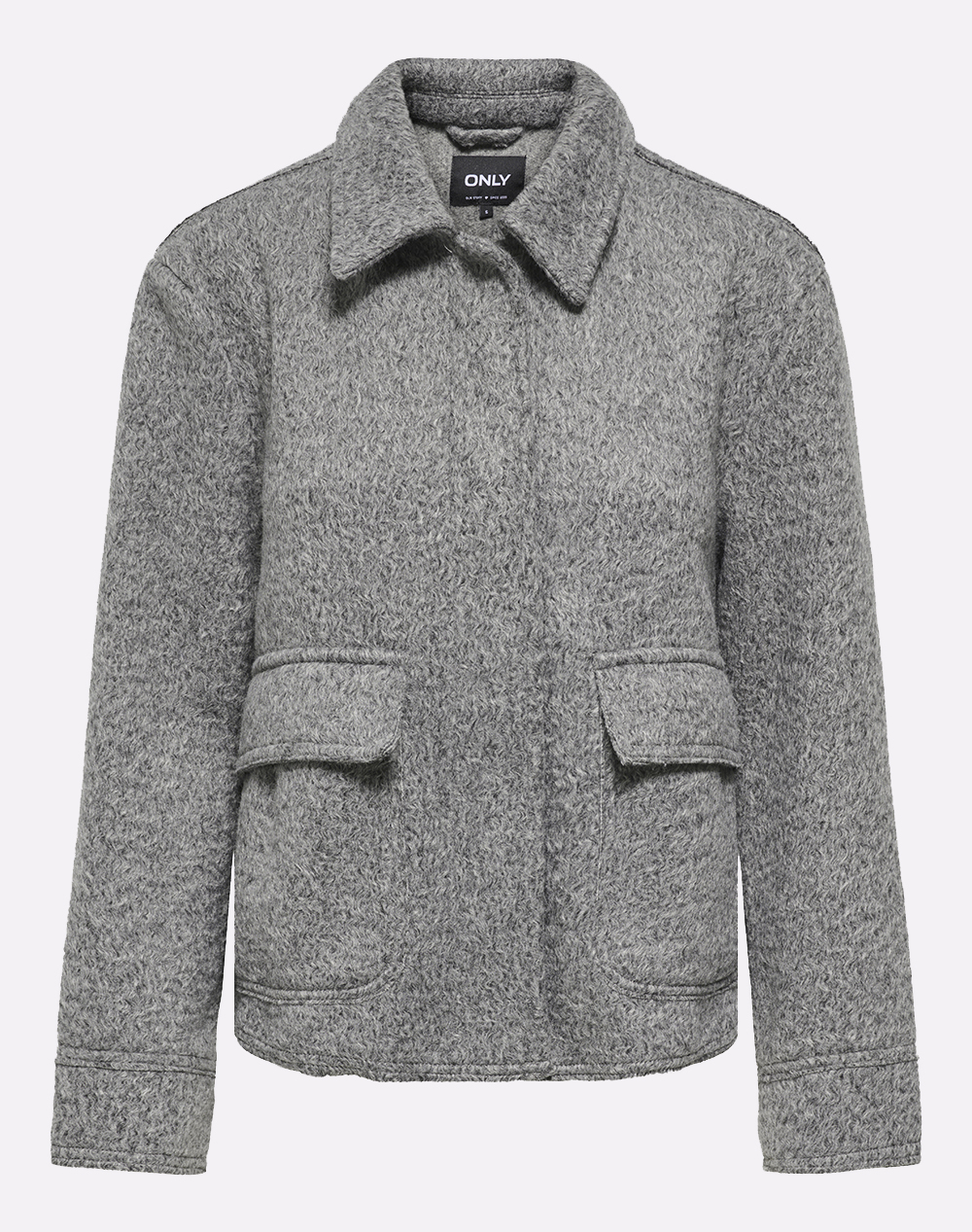 ONLY ONLSANNE BOUCLE SHORT JACKET BF OTW 15358870-Medium Grey Melange Gray