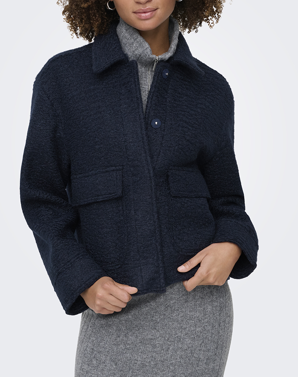 ONLY ONLSANNE BOUCLE SHORT JACKET BF OTW 15358870-Night Sky MidnightBlue