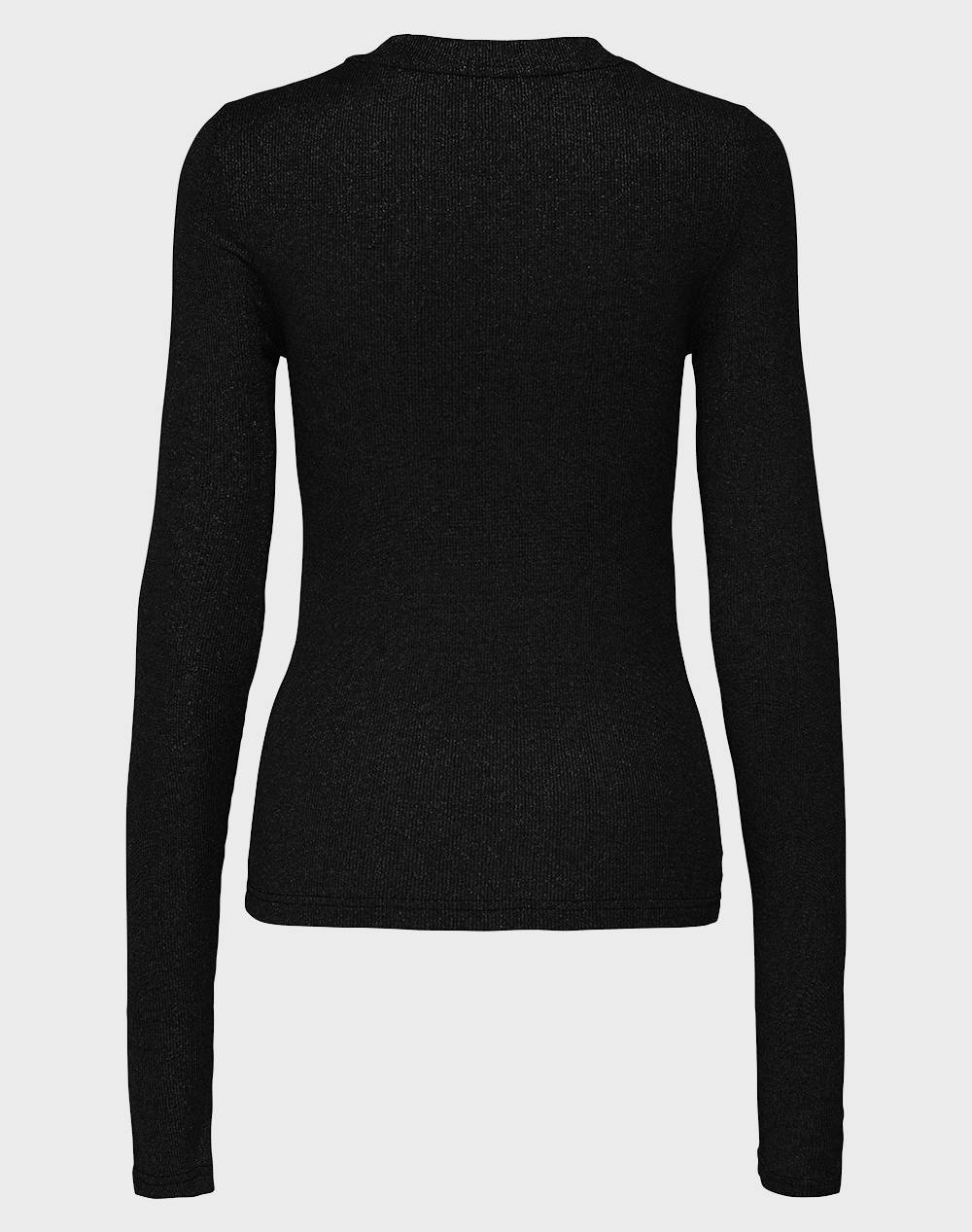 ONLY ONLLENA L/S O-NECK GLITTER RIB TOP JRS 15357897-BlackBlackglittergoldbowbottom Black φωτογραφία