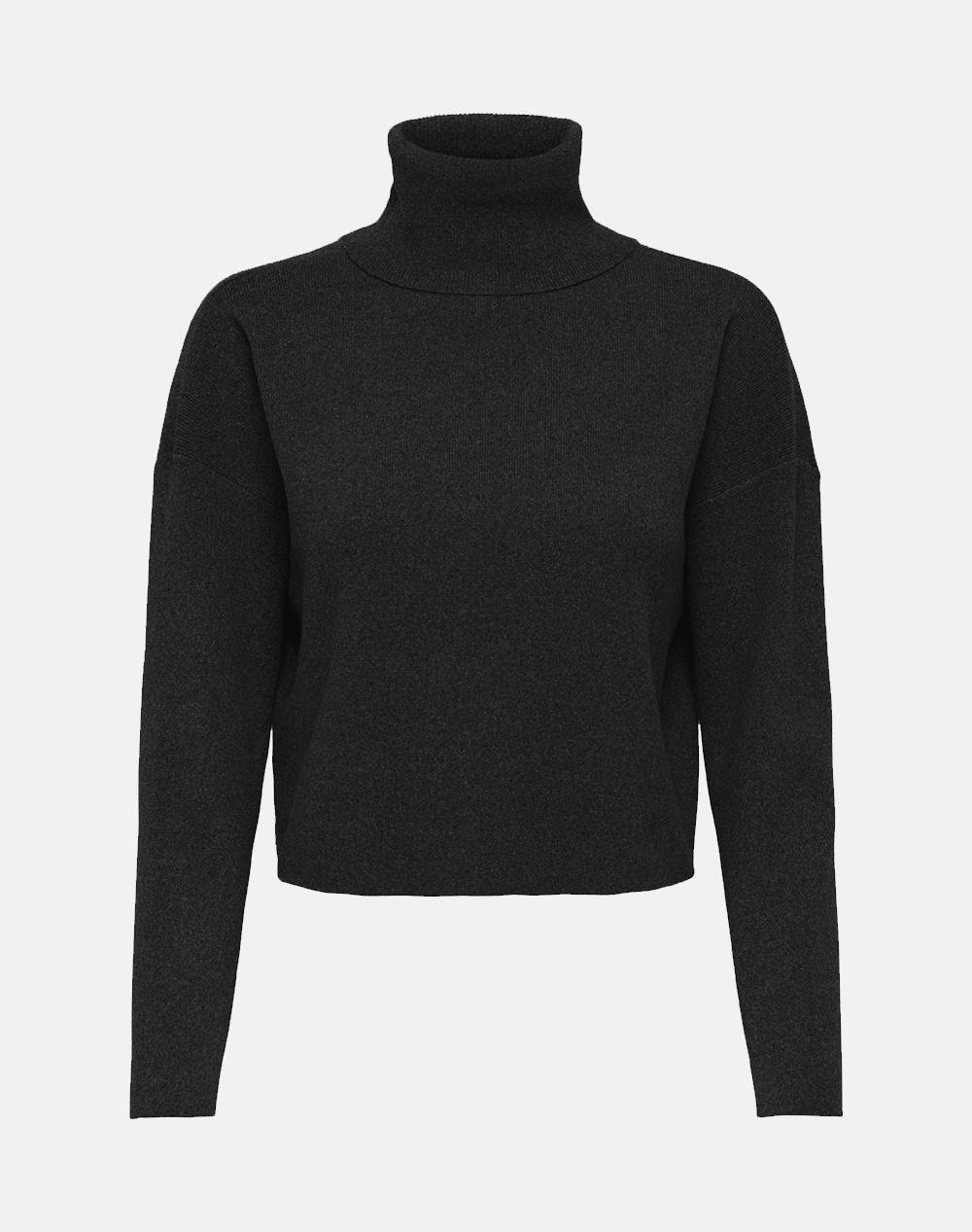 ONLY ONLAMA LIFE LS RIB ROLLNECK CC KNT 15350404-BLACK Black