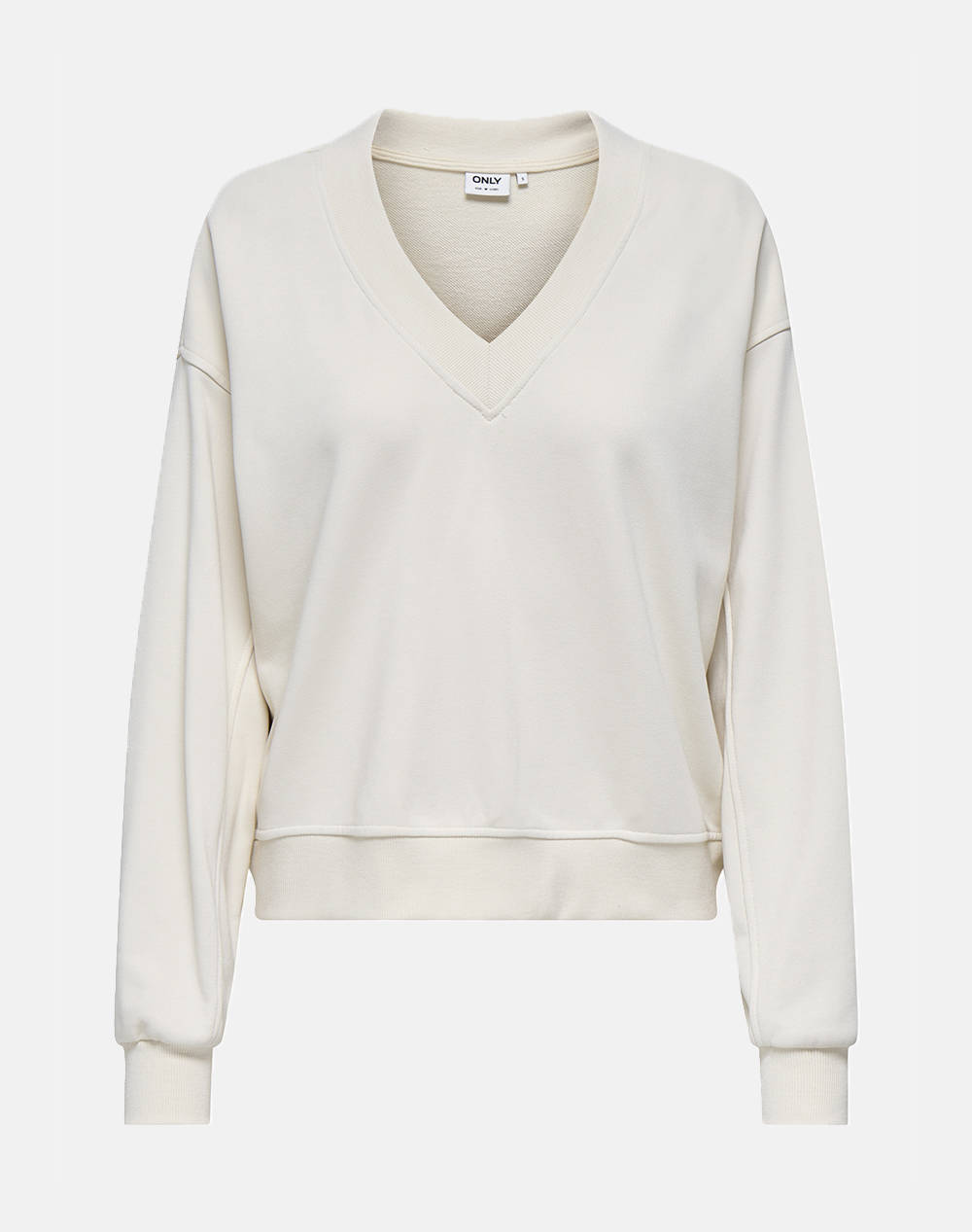 ONLY ONLBELLA L/S V-NECK UB SWT 15356114-Birch OffWhite