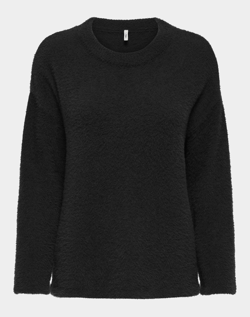 ONLY ONLPETRA LS LOOSE O-NECK CC KNT 15350652-BLACK Black