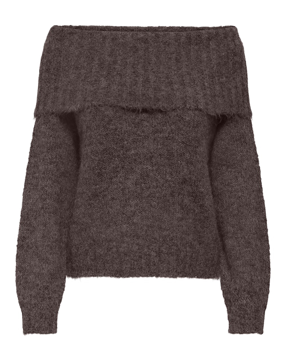 Only Onlshine Ls Off Shoulder Cc Knt 15350976-Seal Brownmelange Darkbrown Γυναικεία ρούχα μπλούζες Πλεκτά Politikos Shop Πολιτικός