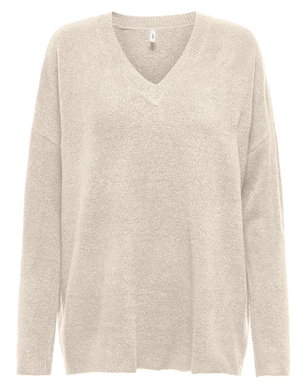 Only Onltalio Ls Long V-Neck Bf Knt 15359335-Whitecap Graymelange Biege Γυναικεία ρούχα μπλούζες Πλεκτά Politikos Shop Πολιτικός