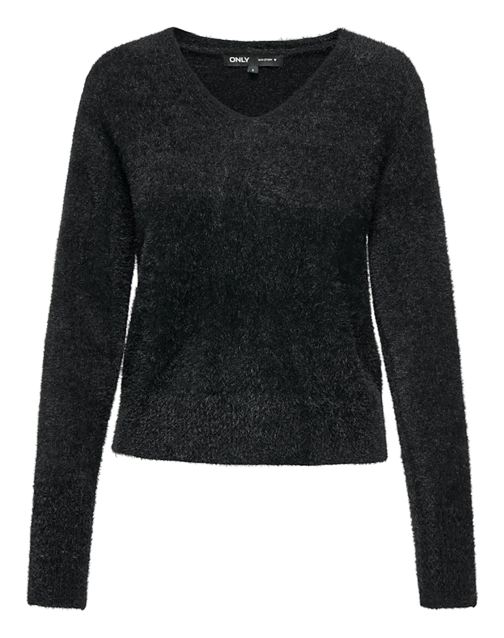 Only Onlella Piumo Ls V-Neck Knt 15259562-Black Black Γυναικεία ρούχα μπλούζες Πλεκτά Politikos Shop Πολιτικός