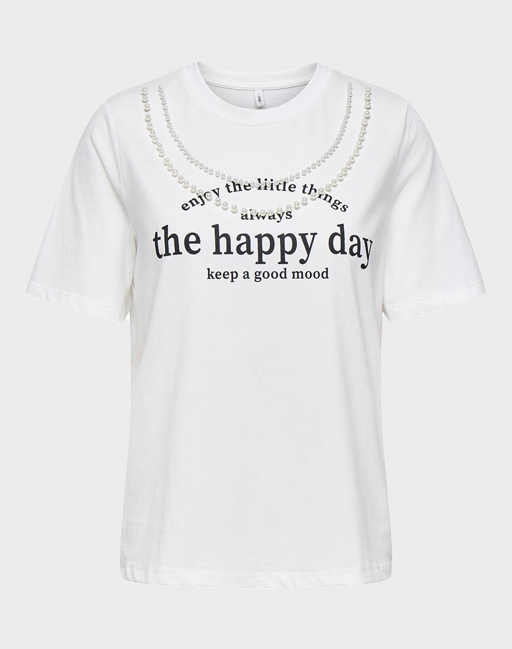 ONLY ONLJOLLY LIFE S/S BOXY PRINT TOP JRS 15356166-Cloud DancerPearlneckprinthappyday OffWhite