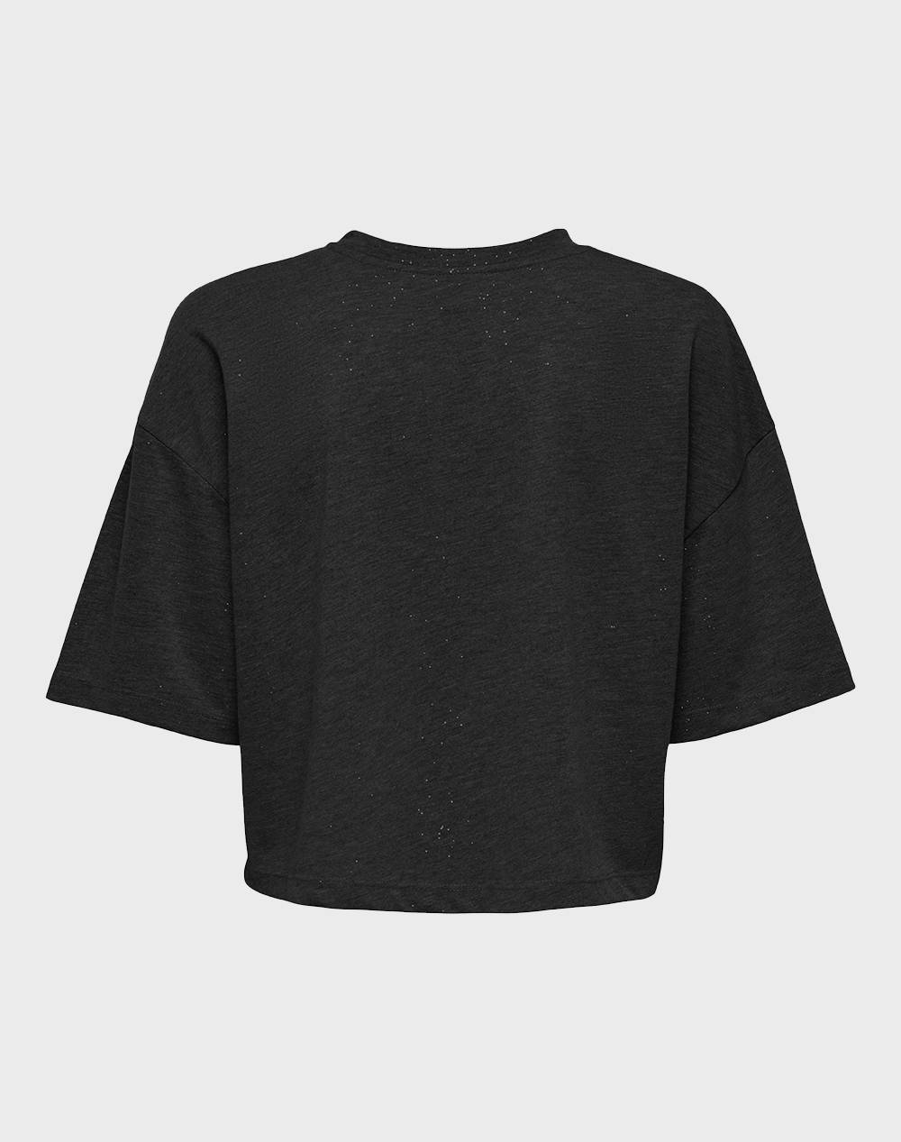 ONLY ONLMELLE S/S GLITTER TOP JRS 15354907-BlackBlackfoil Black φωτογραφία