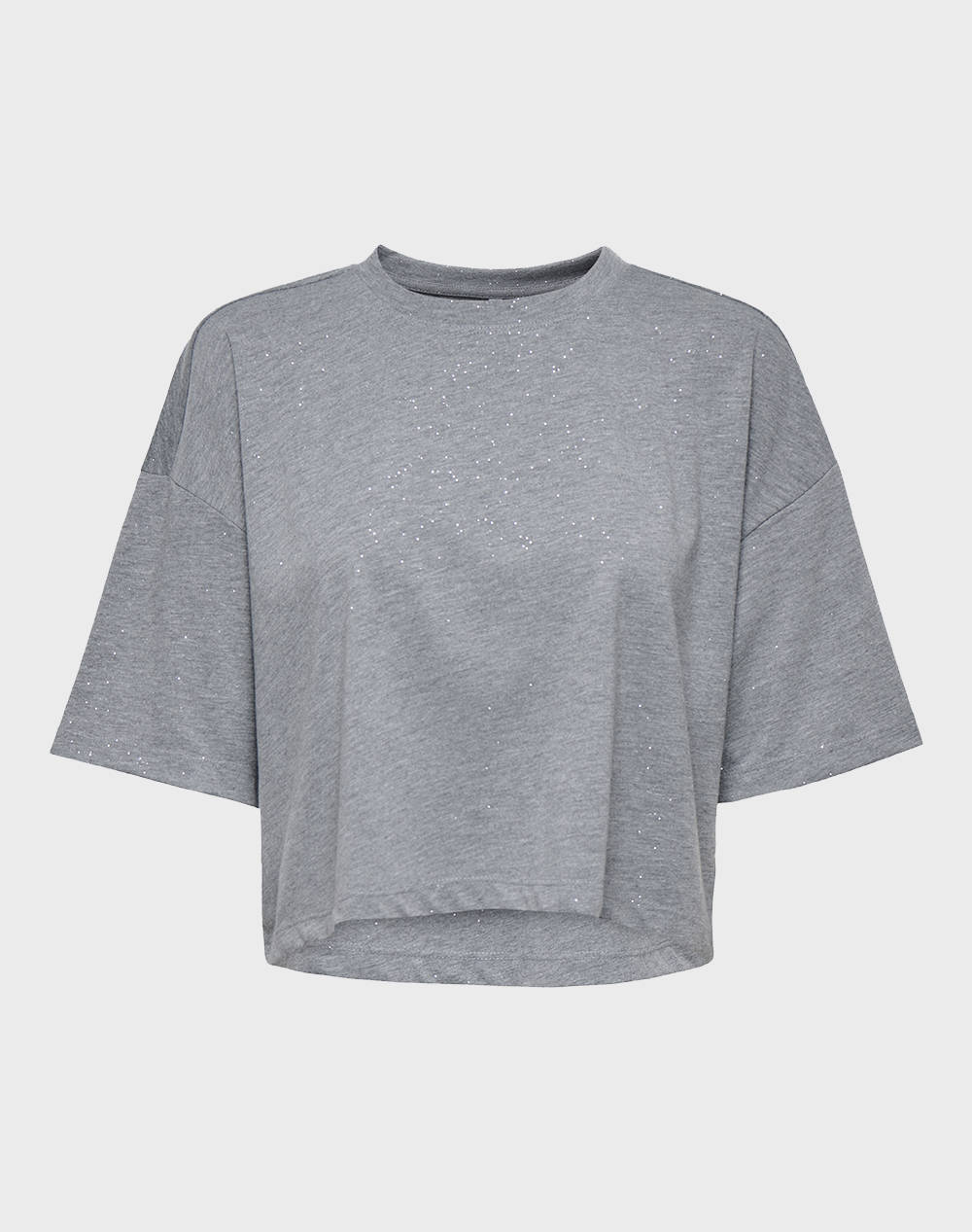 ONLY ONLMELLE S/S GLITTER TOP JRS 15354907-SilverSilverfoil LightGray