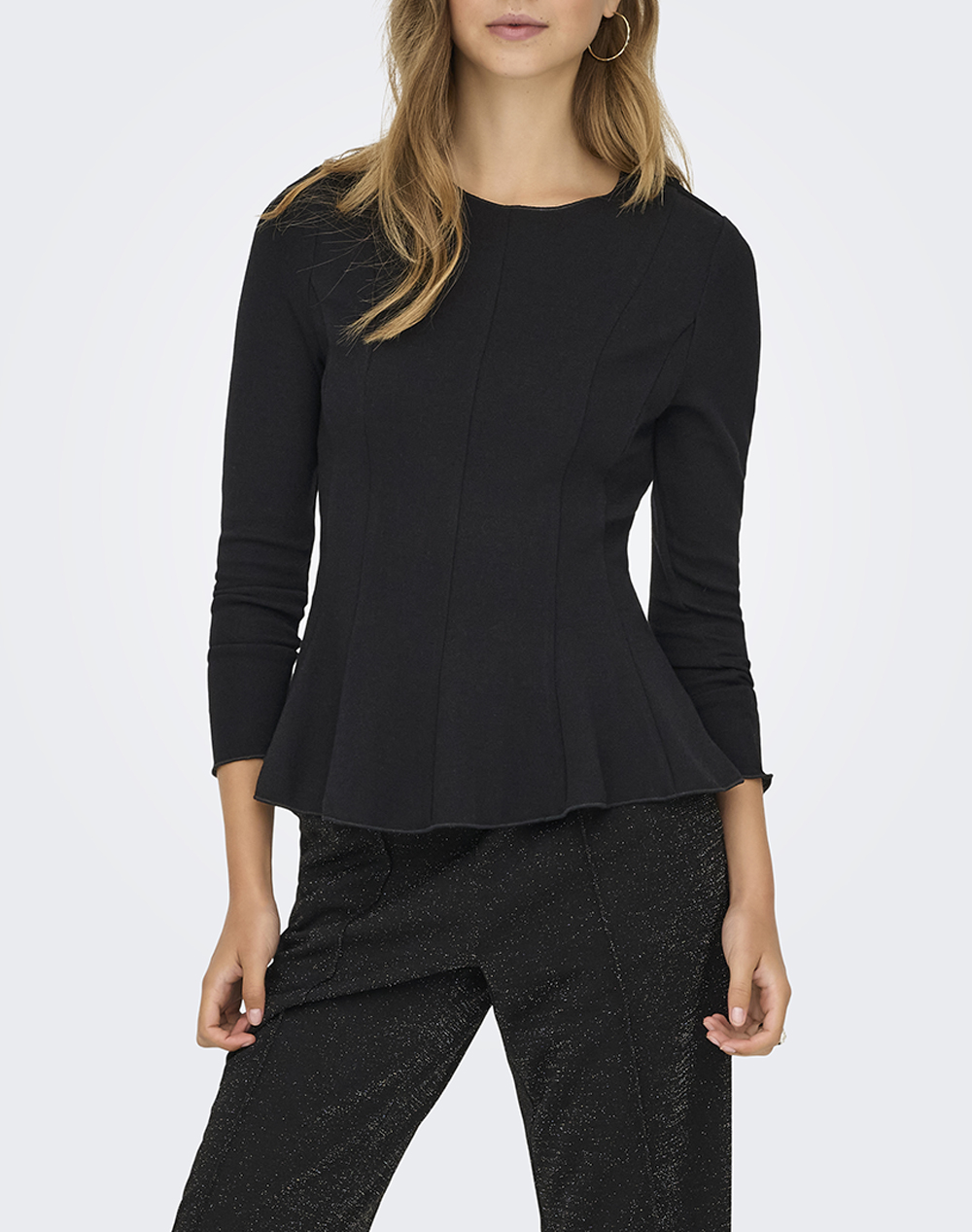 ONLY ONLKENYA L/S PEPLUM TOP JRS NOOS 15363861-BLACK Black