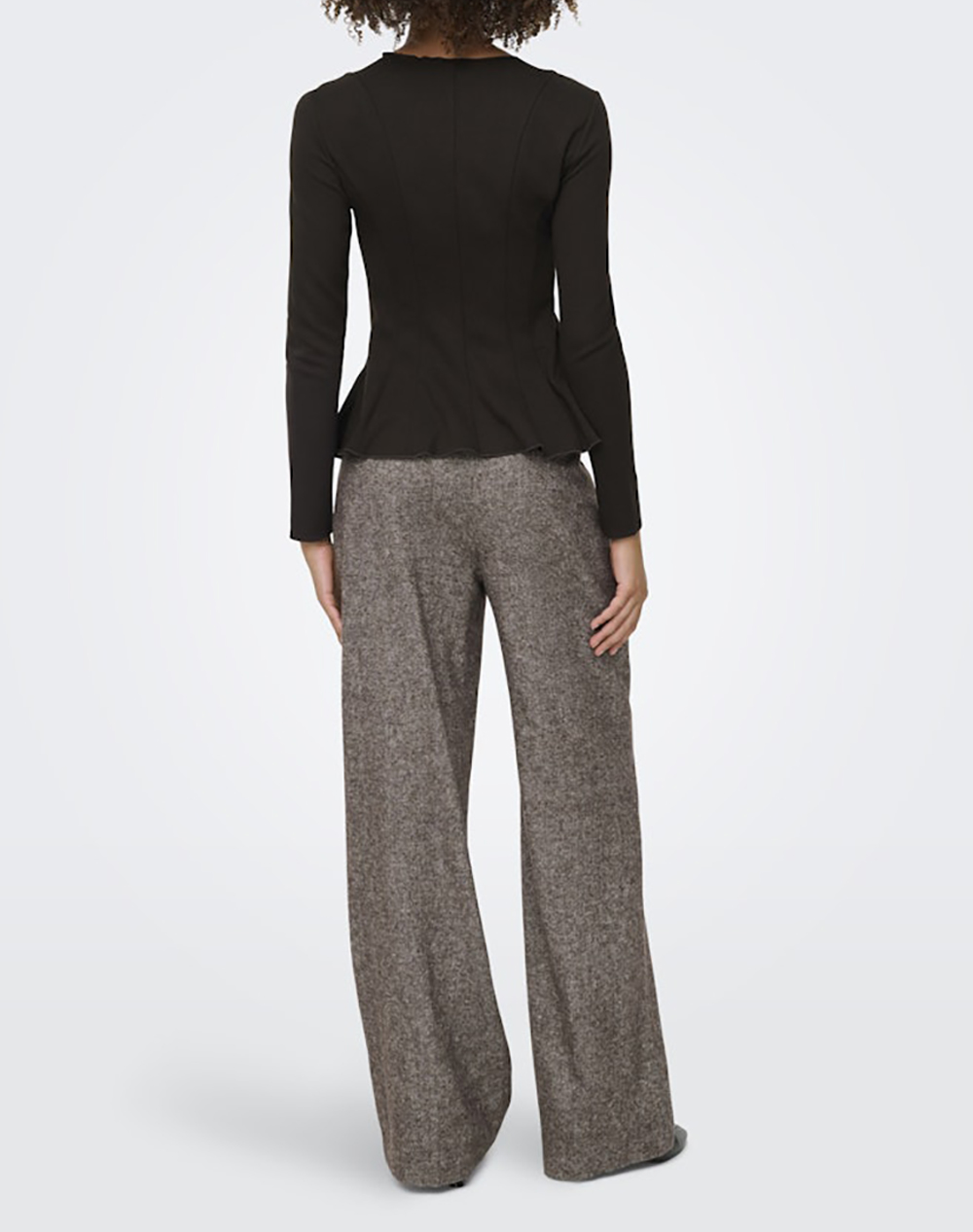 ONLY ONLKENYA L/S PEPLUM TOP JRS NOOS 15363861-Chocolate Torte DarkBrown φωτογραφία