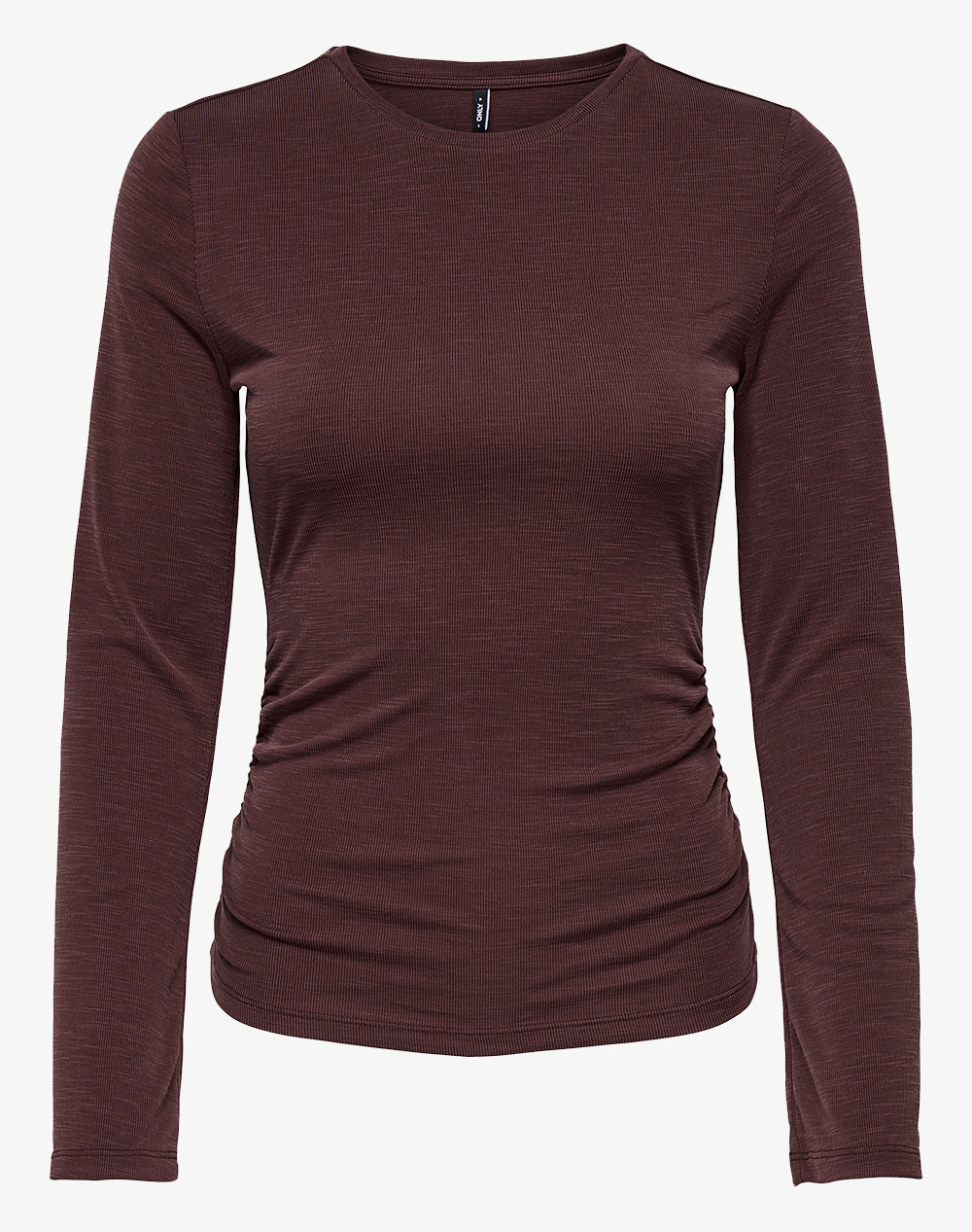 ONLY ONLFREE LIFE L/S SLUB RIB TOP JRS 15364619-Decadent Chocolate Mixed