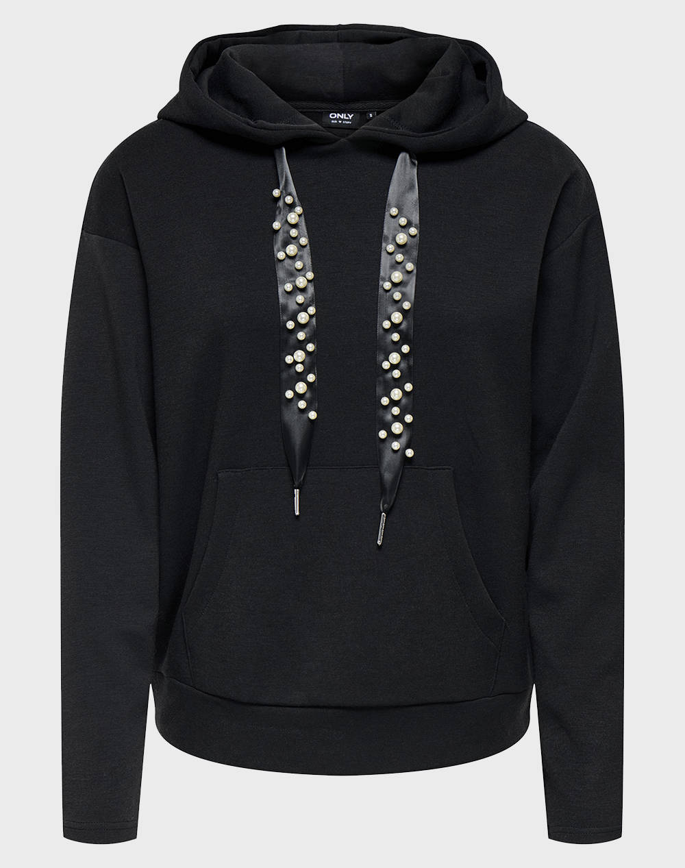 Only Onlfancy L S Hood String Swt 15303838-Blackpearlstrings Black Γυναικεία ρούχα μπλούζες φούτερ Politikos Shop Πολιτικός