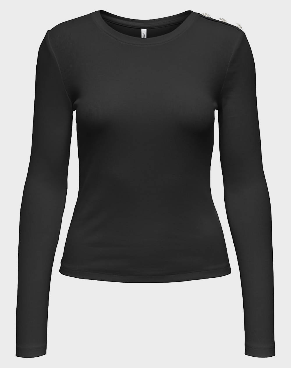 ONLY ONLY ONLCHECKIE LIFE L/S TOP BOX JRS 15330371-BlackRhinestones round Black - 3