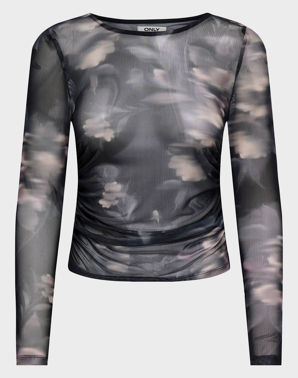 ONLY ONLKAYA LIFE LS RUCHING MESH TOP WVN 15357311-Twilight MauveAOPDiffused floral Mixed