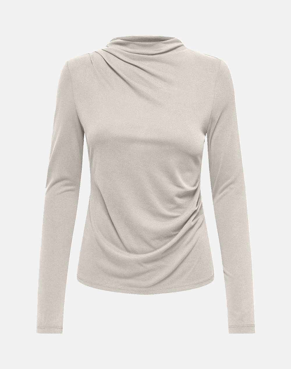 ONLY ONLFREE LIFE L/S DRAPE TOP JRS 15356320-Pumice Stone Ecru