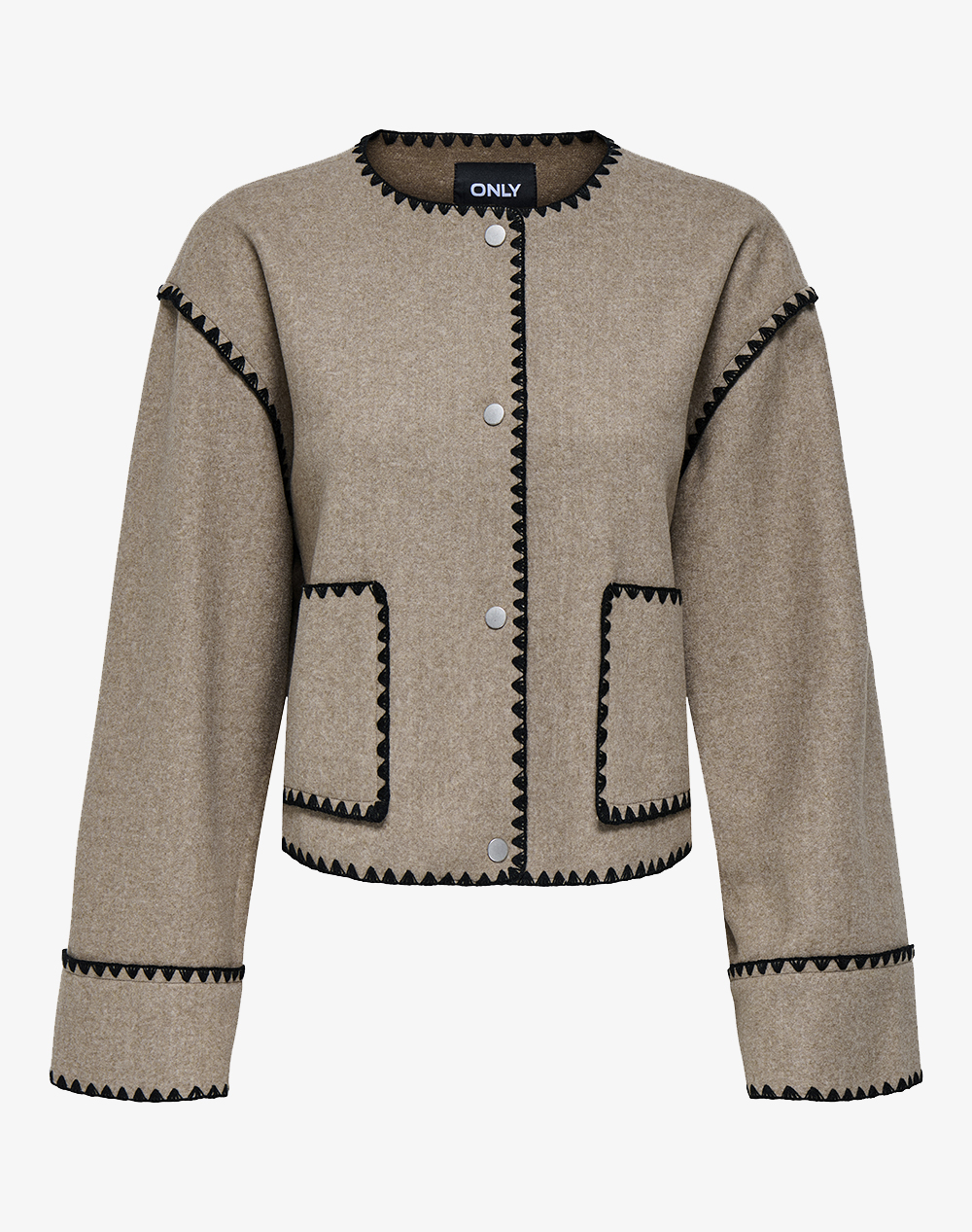 ONLY ONLY ONLELBA LIFE CUFF SCALLOP JACKET OTW 15356908-Mountain TrailMelange SandyBrown