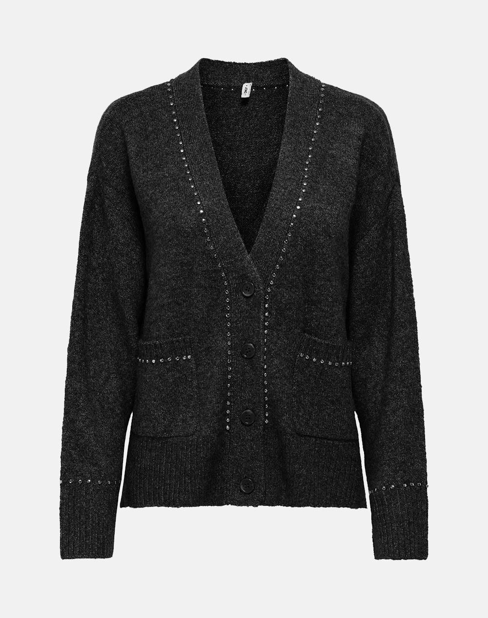 ONLY ONLELSIE LS STUDS CARDIGAN CC KNT 15350625-BlackSilver Studs Black