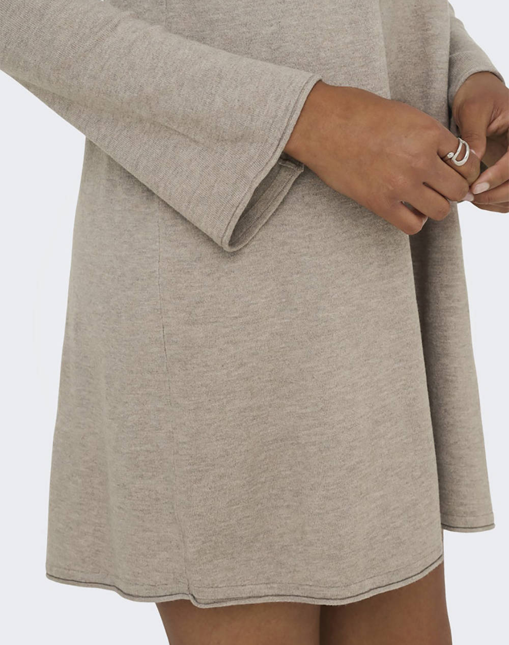 Only Onlamalio Life Ls Oneck Dress Knt 15349936-Fungimelange Biege Γυναικεία ρούχα φορέματα Politikos Shop Πολιτικός