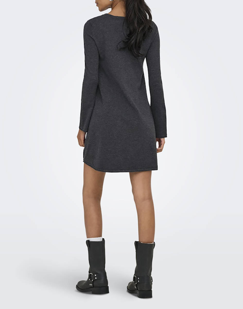 ONLY ONLY ONLAMALIO LIFE LS ONECK DRESS KNT 15349936-Dark Grey Melange DarkGray - 2