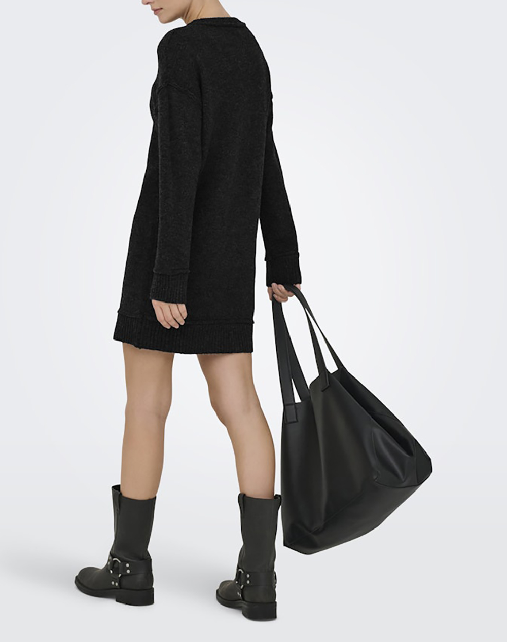 ONLY ONLHAZEL LIFE LS O-NECK DRESS BF KNT 15358599-BLACK Black