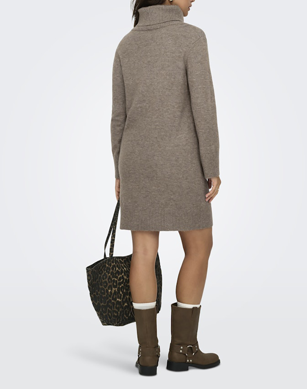 ONLY ONLHOUSTON LS DRESS ROLLNECK KNT 15353195-WalnutMelange Brown