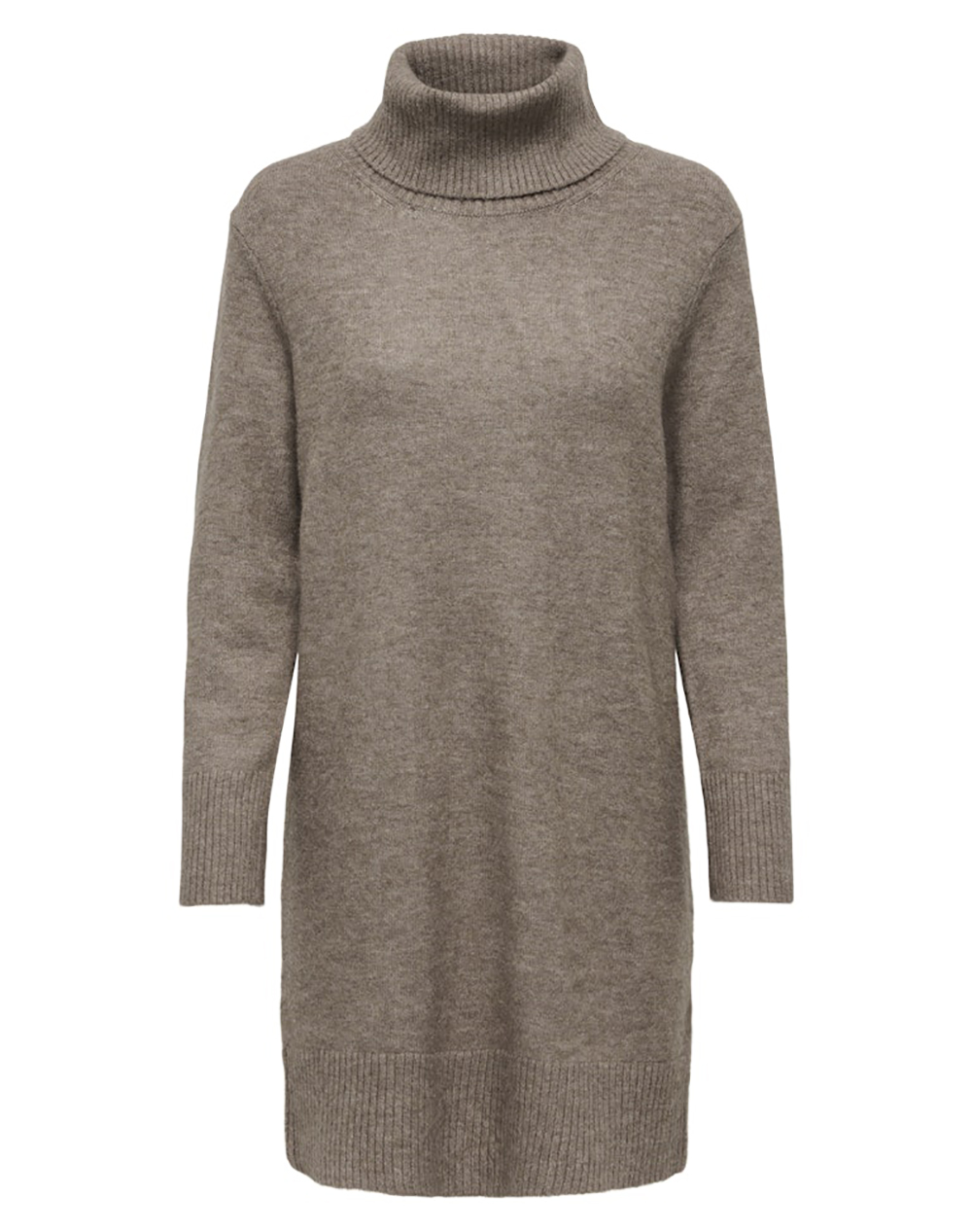 Only Onlhouston Ls Dress Rollneck Knt 15353195-Walnutmelange Brown Γυναικεία ρούχα φορέματα Politikos Shop Πολιτικός