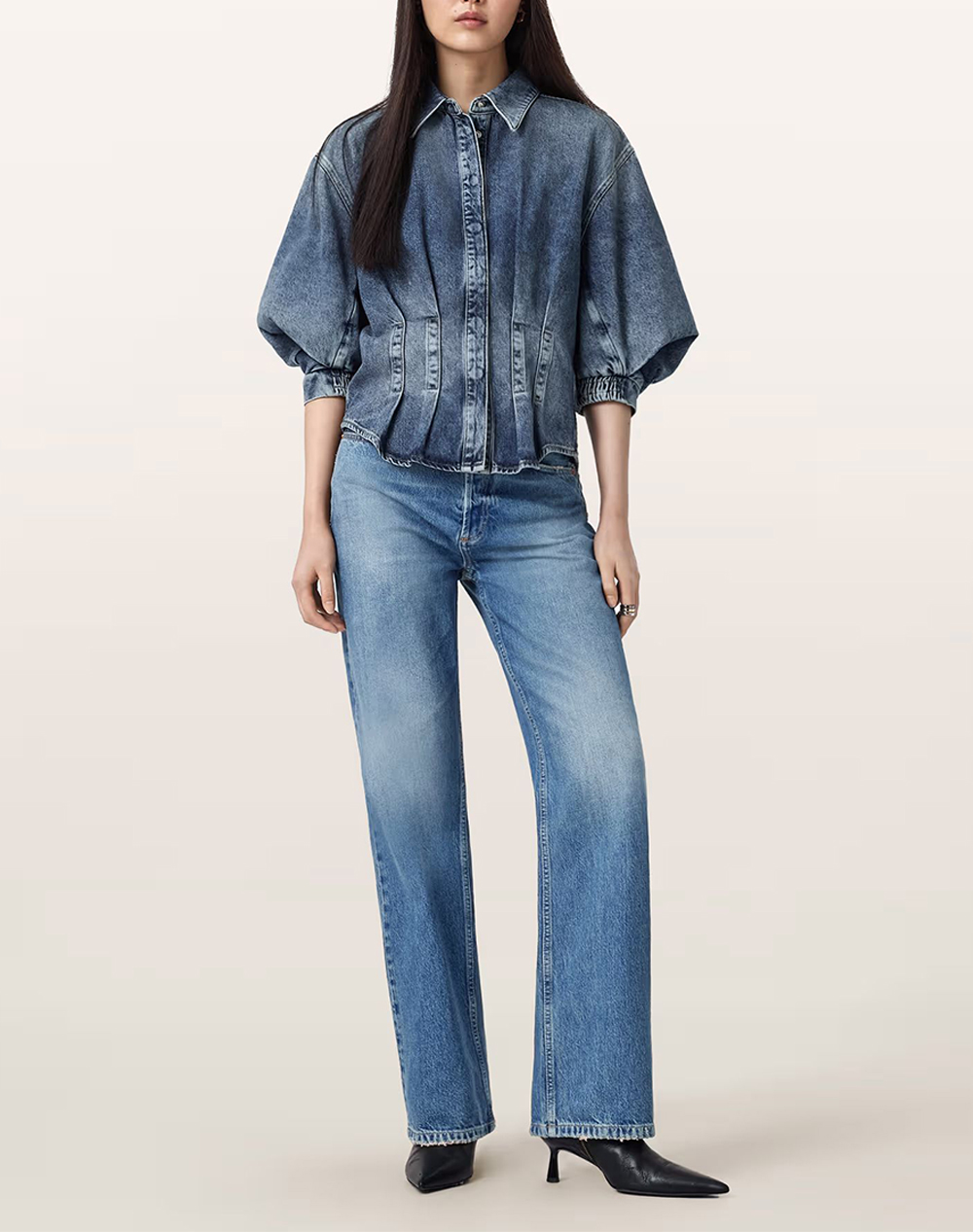 ALL SAINTS BROOKLYN JEAN W027ED-INDIGO BLUE DenimLightBlue φωτογραφία
