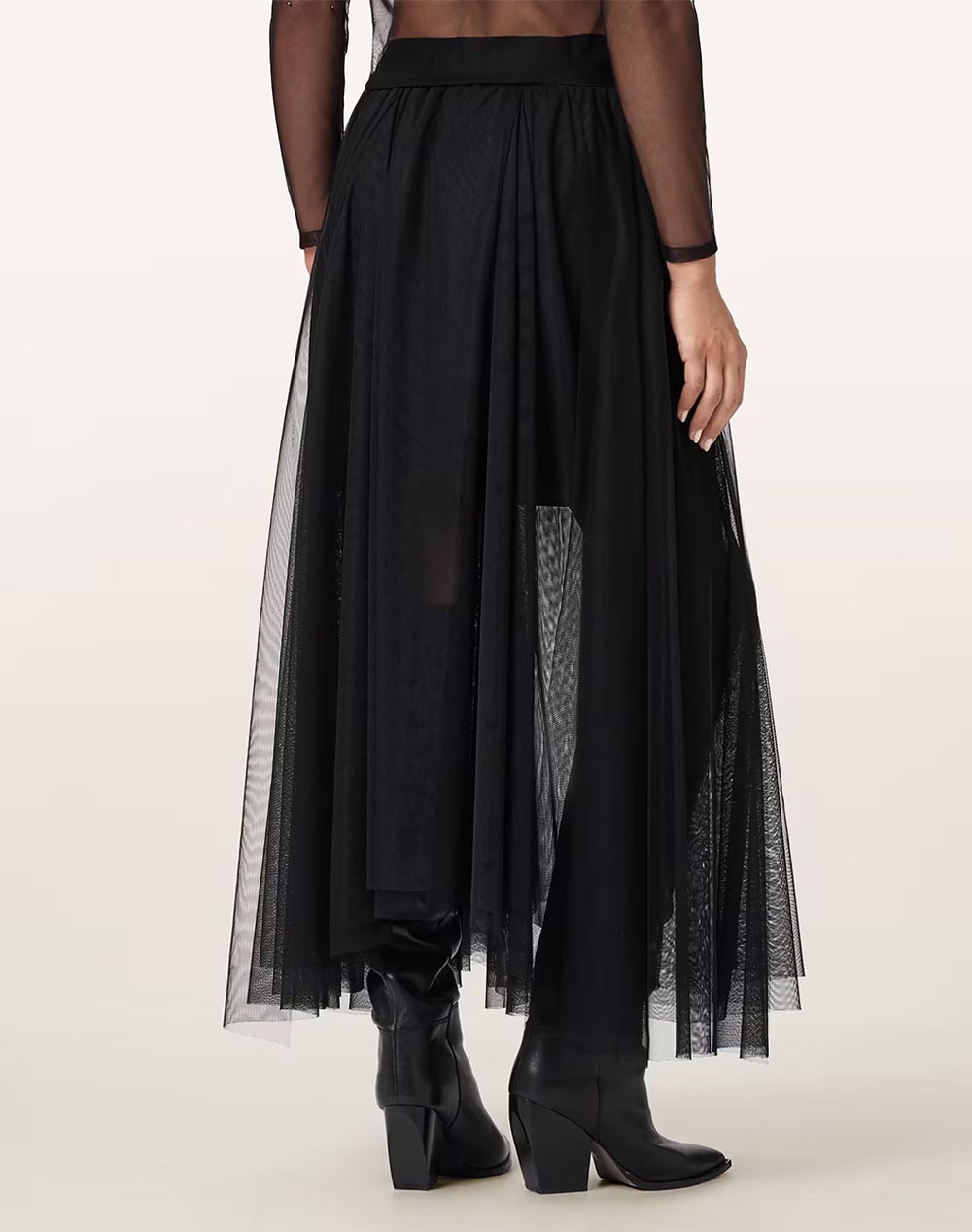 ALL SAINTS ALLY TULLE SKIRT W072RD-BLACK Black φωτογραφία