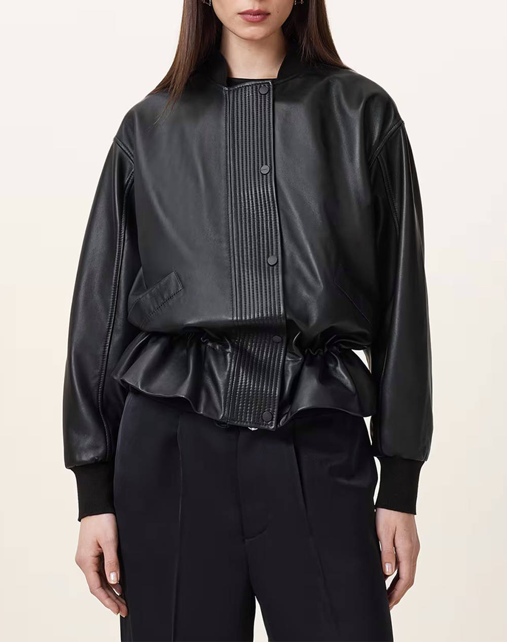 ALL SAINTS ALL SAINTS SOFI LEATHER JACKET W126LB-BLACK Black