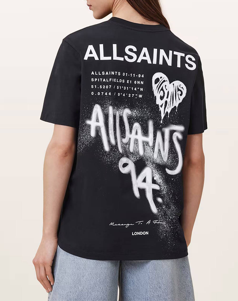 ALL SAINTS POSTER BF TEE W035JD-BLACK Black φωτογραφία