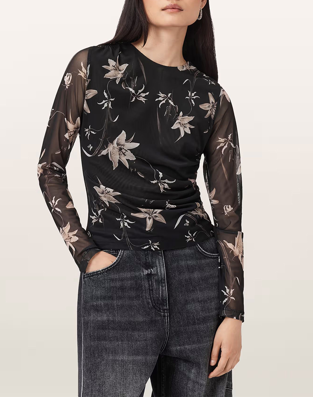 ALL SAINTS ALL SAINTS CAIA MESH TOP W171JD-PETRA SEPIA BROWN Mixed