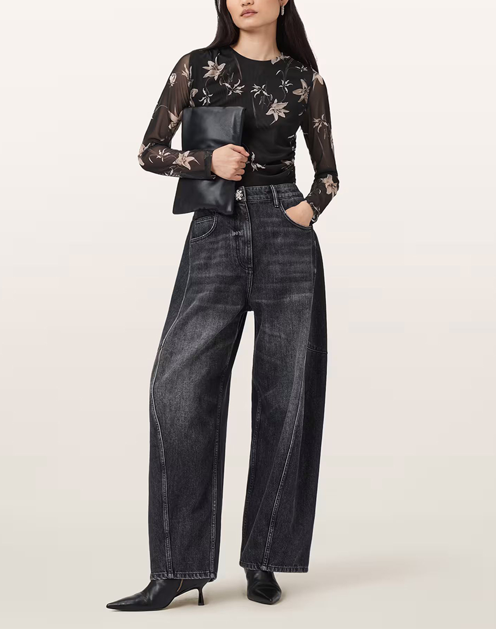 ALL SAINTS CAIA MESH TOP W171JD-PETRA SEPIA BROWN Mixed φωτογραφία