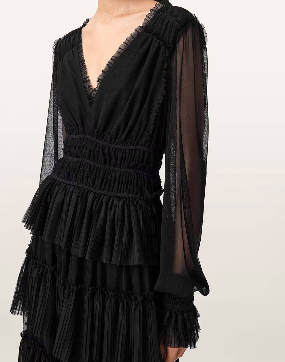 All Saints Xantara Dress W029Dd-Black Black Γυναικεία ρούχα φορέματα Politikos Shop Πολιτικός
