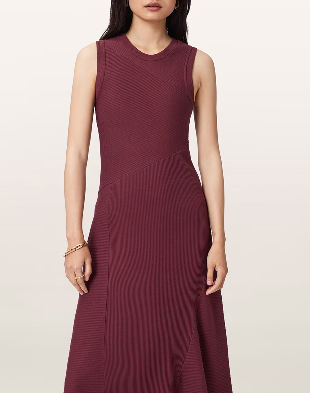 ALL SAINTS GIA MAXI DRESS W073DD-Oxblood Red DarkRed φωτογραφία