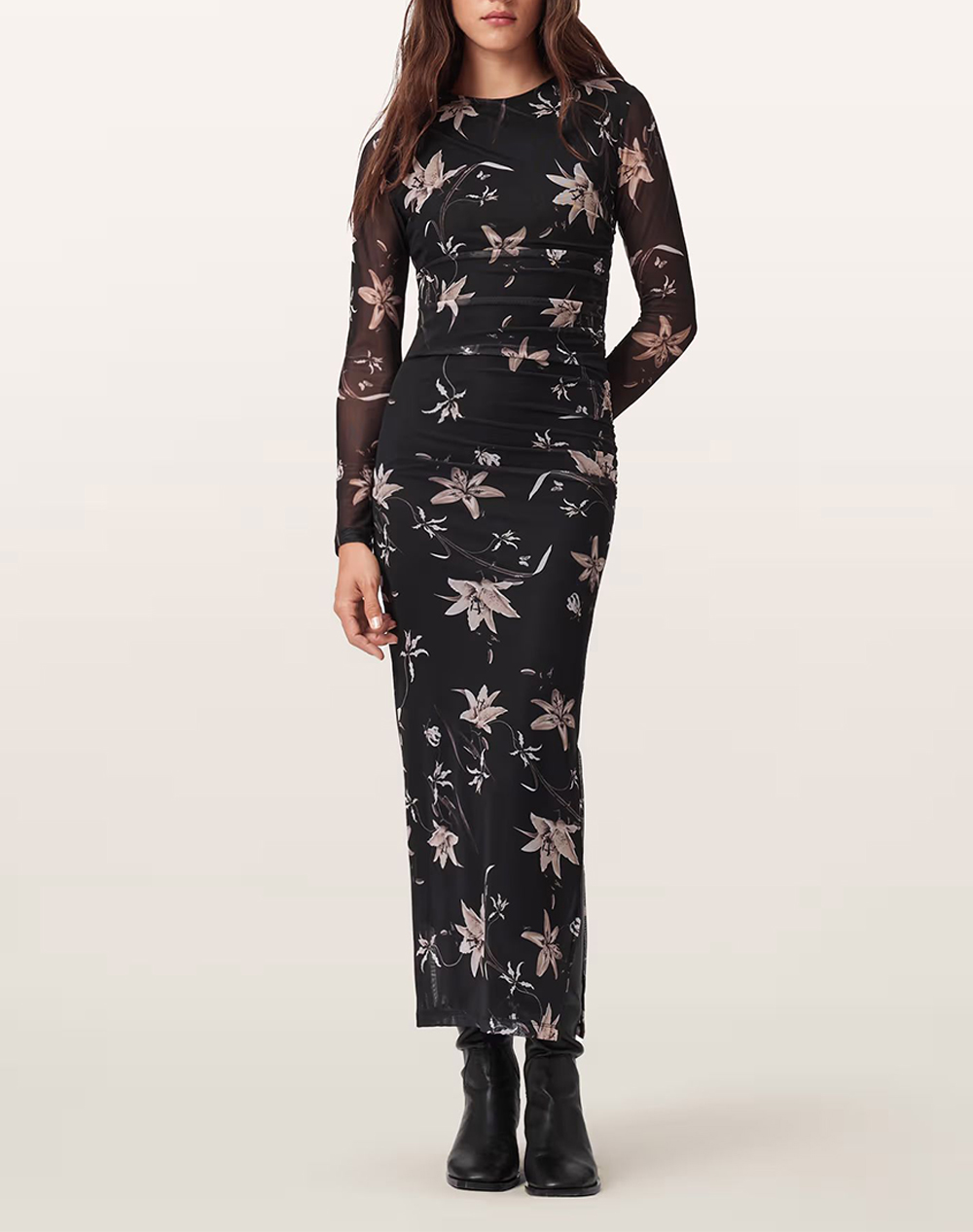 ALL SAINTS ALL SAINTS CAIA MESH DRESS W056DD-PETRA SEPIA BROWN Mixed