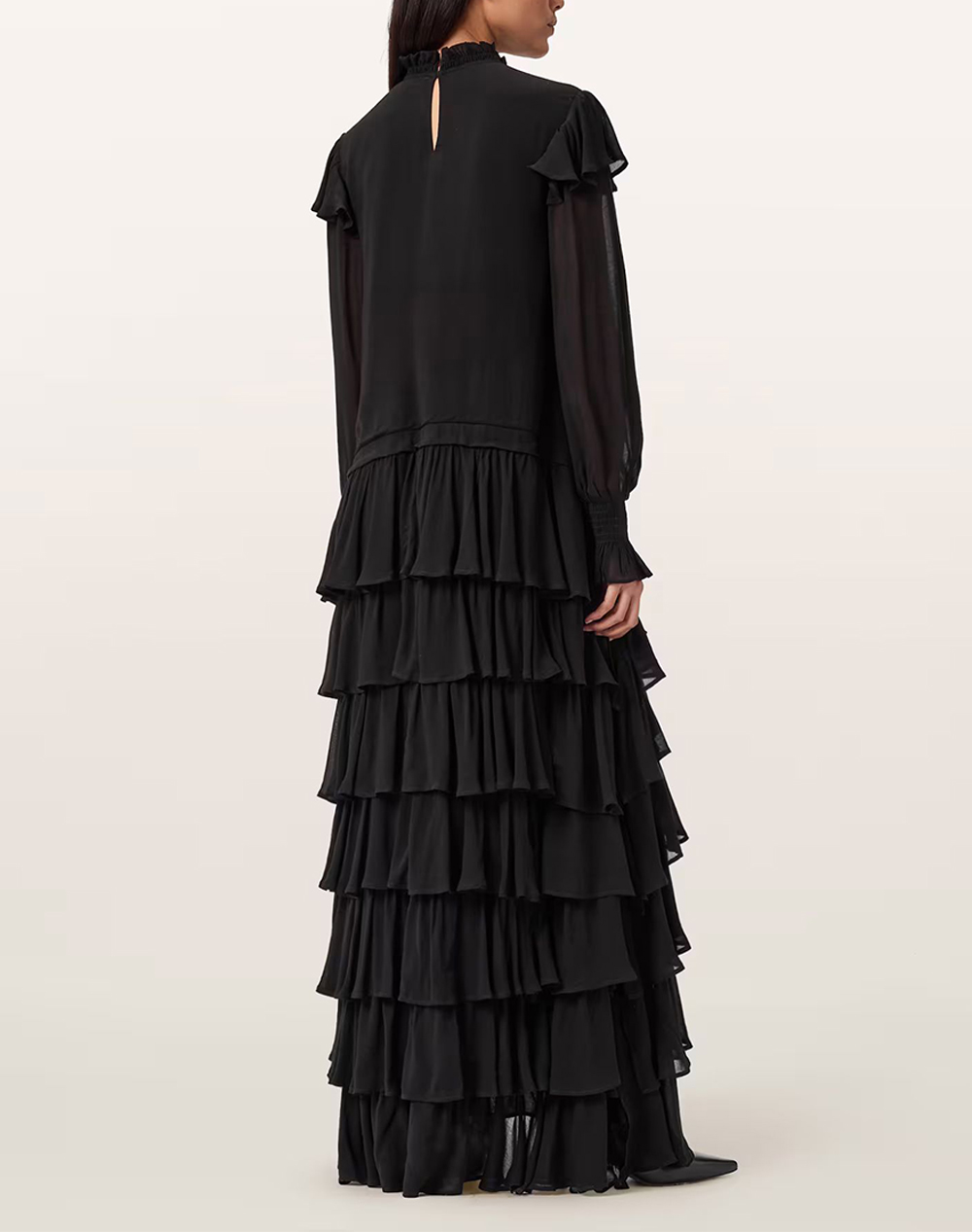 ALL SAINTS CAVARLY LS MAXI DRES W254DB-BLACK Black φωτογραφία