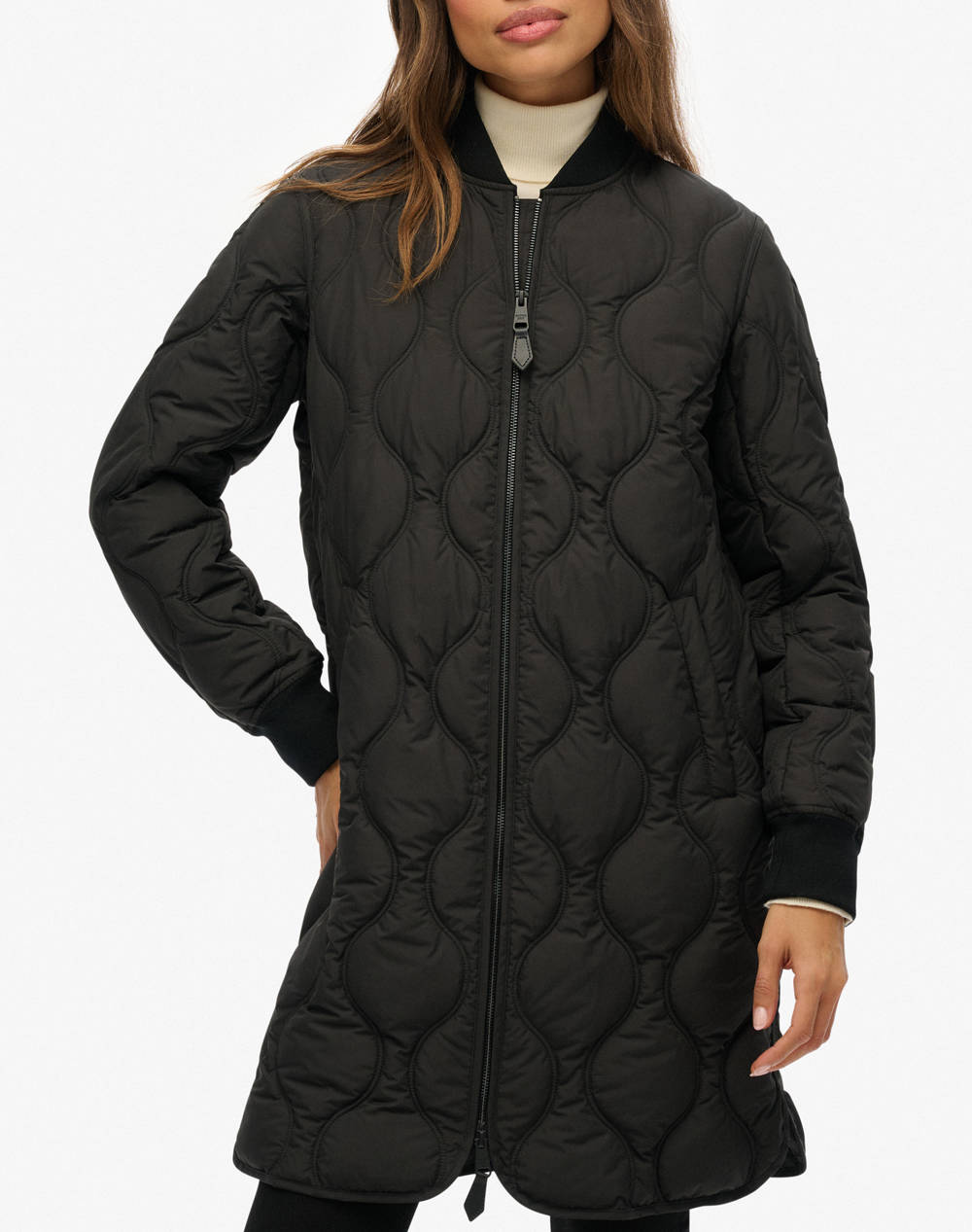 SUPERDRY D1 STUD LONG QUILTED LINER JACKET ΜΠΟΥΦΑΝ ΓΥΝΑΙΚΕΙΟ W5011932A-02A Black