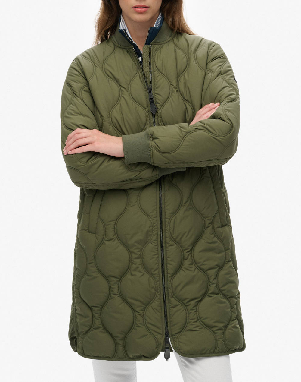 SUPERDRY D1 STUD LONG QUILTED LINER JACKET ΜΠΟΥΦΑΝ ΓΥΝΑΙΚΕΙΟ W5011932A-1TH Olive