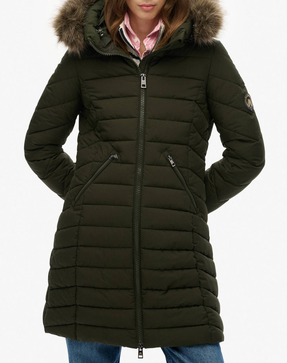 SUPERDRY D2 OVIN FUJI FAUX FUR HOOD MID LENGTH ΜΠΟΥΦΑΝ ΓΥΝΑΙΚΕΙΟ W5011999A-1KM Khaki