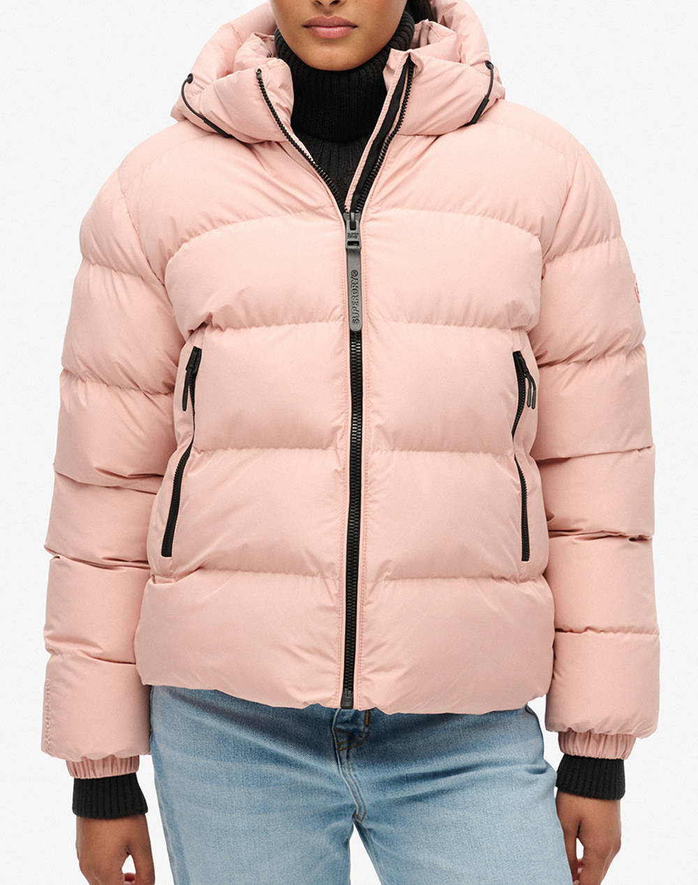 SUPERDRY D1 SDSW HOODED SPORTS PUFFER JACKET ΜΠΟΥΦΑΝ ΓΥΝΑΙΚΕΙΟ W5011996A-EQ8 LightPink