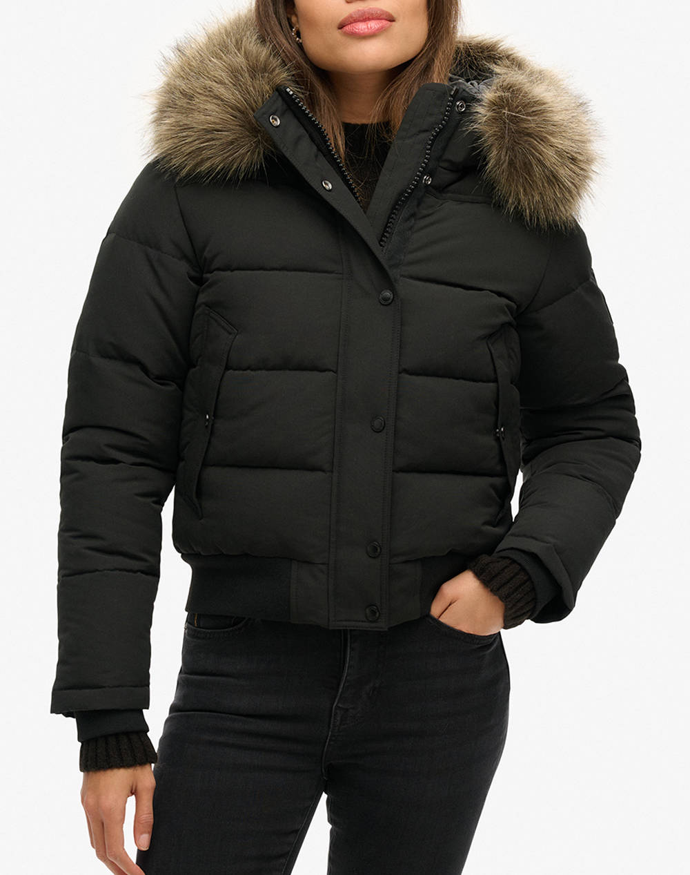 SUPERDRY D2 OVIN EVEREST HOODED BOMBER JKT ΜΠΟΥΦΑΝ ΓΥΝΑΙΚΕΙΟ W5011785A-02A Black