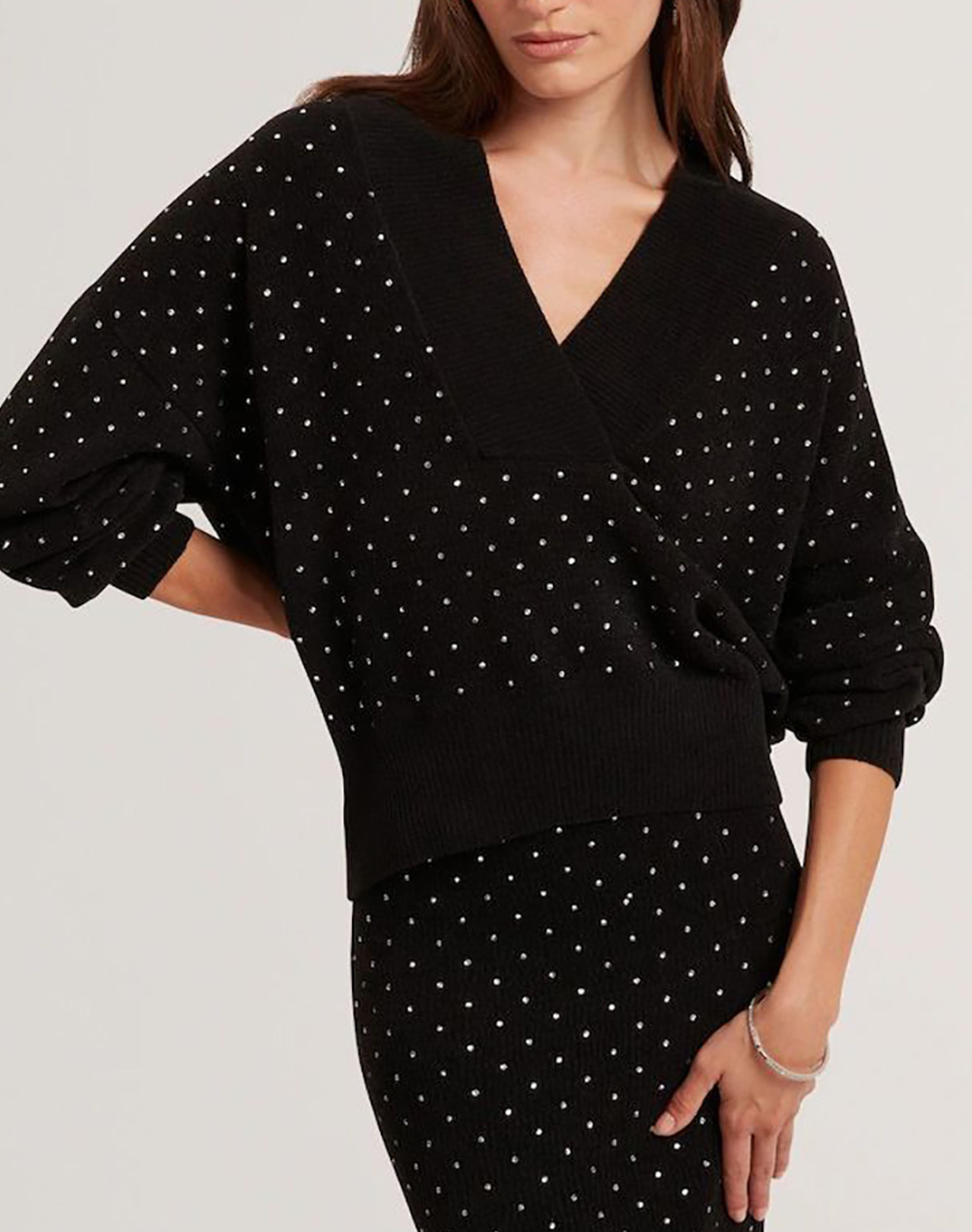 TED BAKER ALIISEE V Neck Hot Fix Jumper 281283-BLACK Black