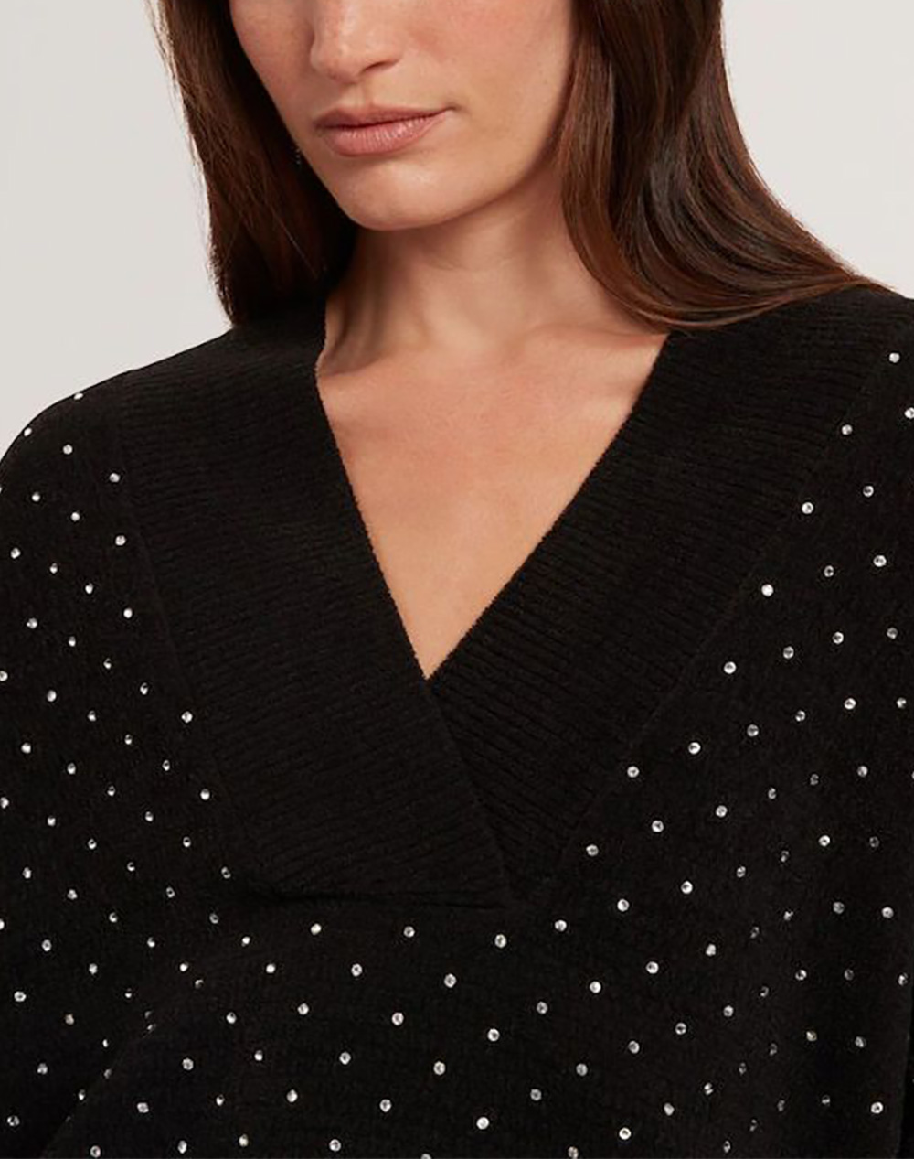 Ted Baker Aliisee V Neck Hot Fix Jumper 281283-Black Black Γυναικεία ρούχα μπλούζες Πλεκτά Politikos Shop Πολιτικός